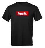 HUSH. Hussssshh. Lips Graphic With Hush. Box Logo Front T-Shirt